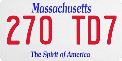 MA license plate 270TD7