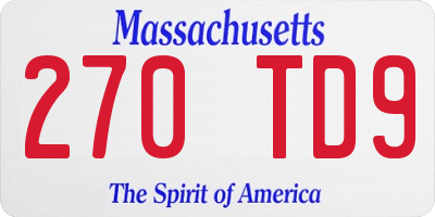 MA license plate 270TD9