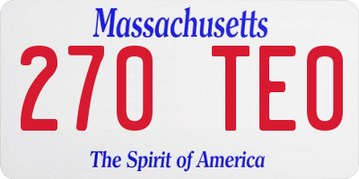 MA license plate 270TE0