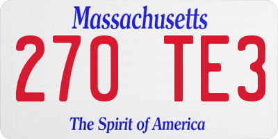 MA license plate 270TE3