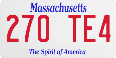 MA license plate 270TE4