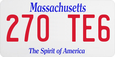 MA license plate 270TE6