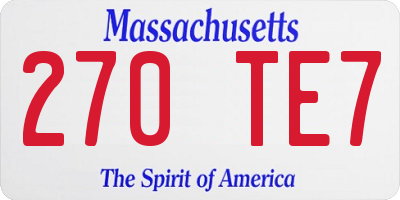 MA license plate 270TE7