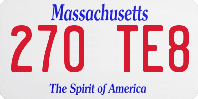 MA license plate 270TE8