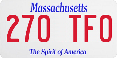 MA license plate 270TF0