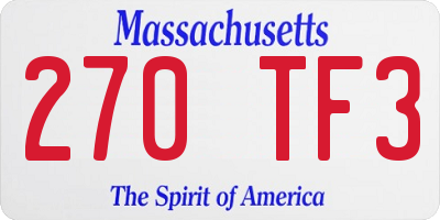 MA license plate 270TF3