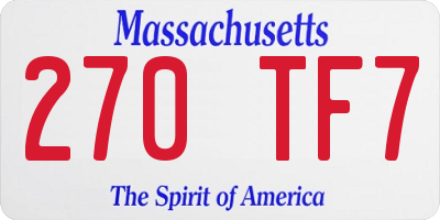 MA license plate 270TF7