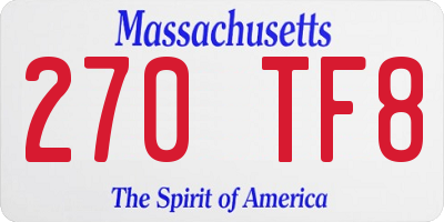 MA license plate 270TF8