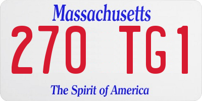 MA license plate 270TG1