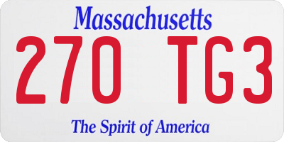 MA license plate 270TG3