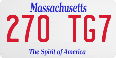 MA license plate 270TG7