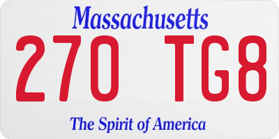 MA license plate 270TG8
