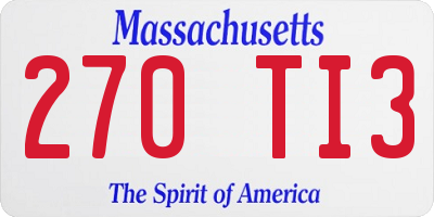 MA license plate 270TI3
