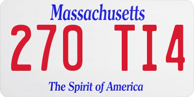MA license plate 270TI4