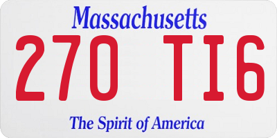 MA license plate 270TI6