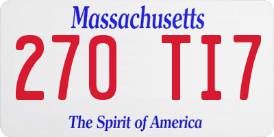 MA license plate 270TI7