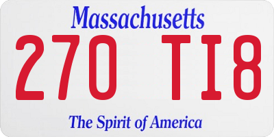 MA license plate 270TI8