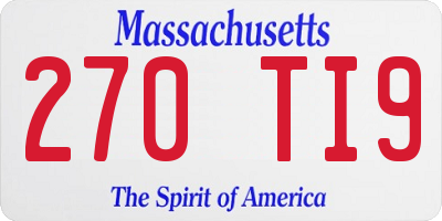 MA license plate 270TI9