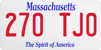 MA license plate 270TJ0