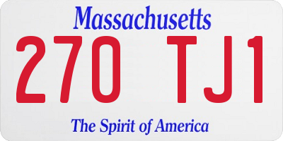 MA license plate 270TJ1