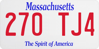 MA license plate 270TJ4