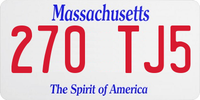 MA license plate 270TJ5