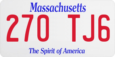 MA license plate 270TJ6