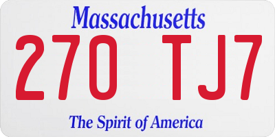 MA license plate 270TJ7