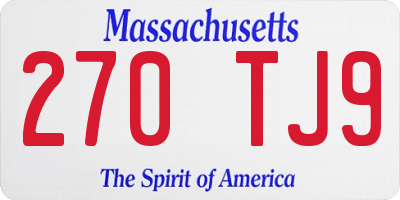 MA license plate 270TJ9