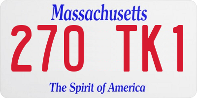 MA license plate 270TK1