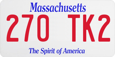 MA license plate 270TK2
