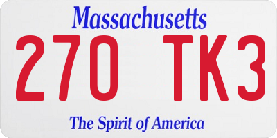 MA license plate 270TK3