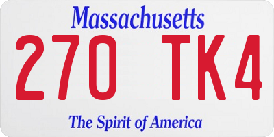 MA license plate 270TK4