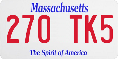 MA license plate 270TK5