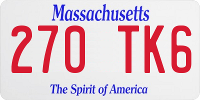 MA license plate 270TK6