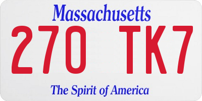 MA license plate 270TK7