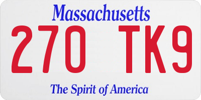 MA license plate 270TK9