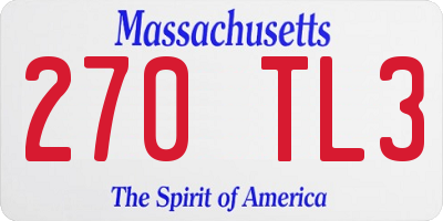 MA license plate 270TL3