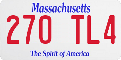 MA license plate 270TL4