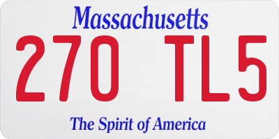 MA license plate 270TL5
