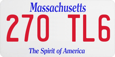 MA license plate 270TL6