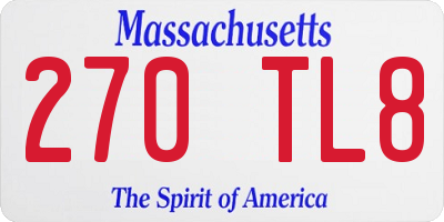 MA license plate 270TL8