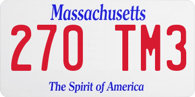 MA license plate 270TM3