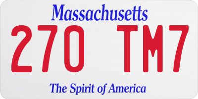 MA license plate 270TM7