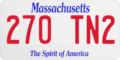 MA license plate 270TN2