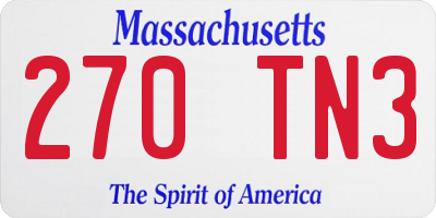 MA license plate 270TN3
