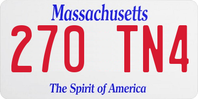 MA license plate 270TN4