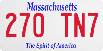 MA license plate 270TN7