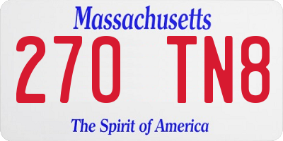 MA license plate 270TN8