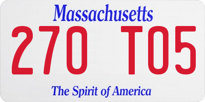 MA license plate 270TO5